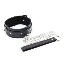 Fetish Fever Collar with Leash - Black | Collars