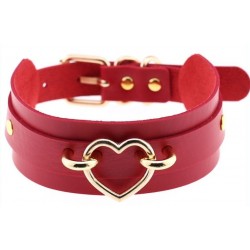 Κολάρο με Κρίκο Καρδιά Goldent Heart Necklace Collar - Κόκκινο | Κολάρα