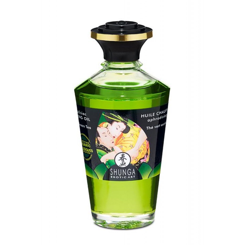 Shunga Aphrodisiac & Kissable Warming Oil Exotic Green Tea - 100 ml | Massage Oils