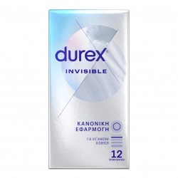 Λεπτά Προφυλακτικά Durex με Κανονική Εφαρμογή Durex Invisible Extra Thin Normal Fit Condoms - 12 Τεμάχια | Λεπτά Προφυλακτικά