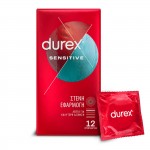 Λεπτά Προφυλακτικά με Στενή Εφαρμογή Durex Sensitive Thin Condoms with Tight Fit - 12 Τεμάχια | Λεπτά Προφυλακτικά