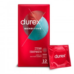 Durex Sensitive Thin Condoms with Tight Fit - 12 Pieces | Thin Condoms