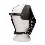 Leather Male Mask with Frontal Binders - Black | Blindfolds & Masks