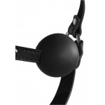 Blindfolded Head Harness with Solid Ball Gag - Black | Blindfolds & Masks