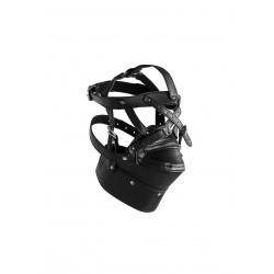 Head Harness with Zip Up Mouth & Lock - Black