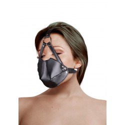 Head Harness with Mouth Cover & Solid Ball Gag - Black