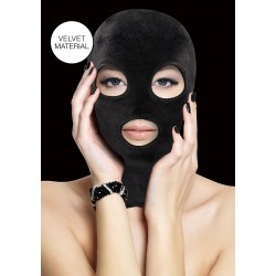 elvet & Velcro Full Face Mask with Eye & Mouth Opening - Black | Blindfolds & Masks