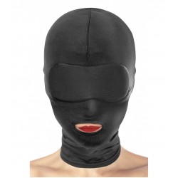 Spandex Full Face Mask with Mouth Open - Black | Blindfolds & Masks