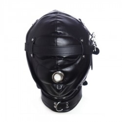 S&M No Sensor Hood Open Mouth Mask - Black | Blindfolds & Masks