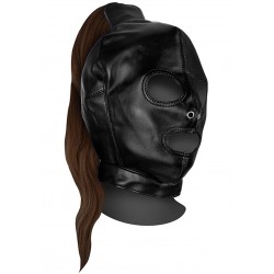 Mask with Brown Ponytail - Black | Blindfolds & Masks