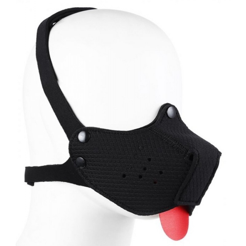 Neoprene Puppy Black Muzzle with Tongue - Black | Blindfolds & Masks