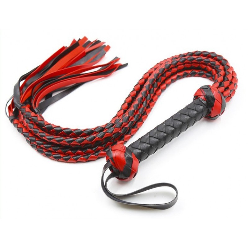 78 cm Tigress Long Flogger - Black/Red | Whips & Floggers