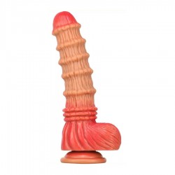 Monster Ribbed & Curved Humiks Dildo with Suction Cup - Flesh | Huge & Fisting Dildos
