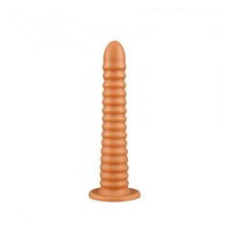 Extra Large Bombyx Silicone Dildo with Ribs & Suction Cup 27 x 5 cm - Gold