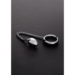 Μεταλλικό Δαχτυλίδι Πέους με Αλυσίδα & Πρωκτική Σφήνα Donut C-Ring with Anal Plug 55/55 mm with Chain - Ασημί | Μεταλλικά Δαχτυλίδια Πέους