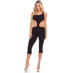 One Shoulder Cropped Catsuit - Black | Bodystockings
