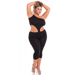 Plus Size One Shoulder Cropped Catsuit