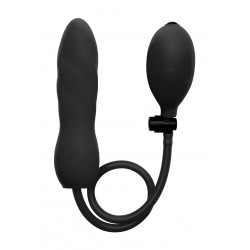 Inflatable Silicone Twisted Dildo - Black