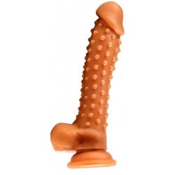 Realistic Pearl Silicone Ribbed Dildo with Suction Cup - Gold | Realistic Dildos