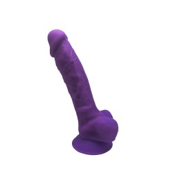 Dual Density Silicone Realistic Dildo with Balls & Suction Cup 17,5 cm - Purple