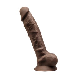 Dual Density Silicone Realistic Dildo with Balls & Suction Cup 23 cm - Brown | Realistic Dildos