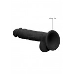 Realistic Silicone Dildo with Balls & Suction Cup 18 cm - Black | Realistic Dildos