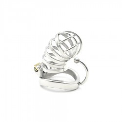Hook Full Chastity Metal Cage - Silver