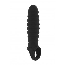 Κάλυμμα Πέους με Δακτύλιο Όρχεων & Ραβδώσεις No. 32 Sono Ribbed Penis Extension with Ring - Μαύρο