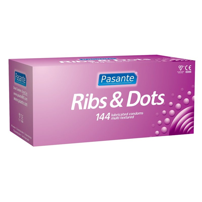 Προφυλακτικά Pasante με Ραβδώσεις & Κουκκίδες Ribs & Dots Condoms - 144 Τεμάχια | Προφυλακτικά με Ραβδώσεις & Κουκκίδες