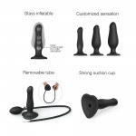 Inflatable Silicone One Size Dildo with Internal Ball - Black | Classic Dildos