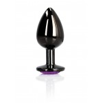 Medium Heart Gem Metal Butt Plug - Black/Purple | Jewel Butt Plugs