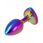 No.33 Small Metal Butt Plug with Heart Jewel - Multicolour | Jewel Butt Plugs