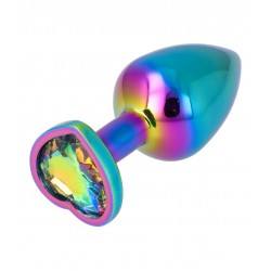 No.34 Medium Metal Butt Plug with Heart Jewel - Multicolour