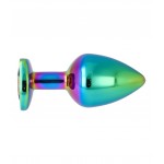 No.34 Medium Metal Butt Plug with Heart Jewel - Multicolour | Jewel Butt Plugs