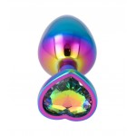 No.34 Medium Metal Butt Plug with Heart Jewel - Multicolour | Jewel Butt Plugs