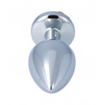 No.26 Metal Butt Plug with Rose Jewel Medium - Silver/Red | Jewel Butt Plugs