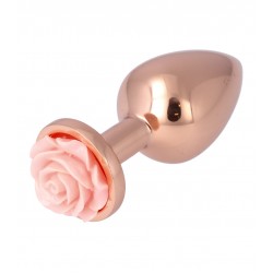 Μεταλλική Πρωκτική Σφήνα με Κόσμημα Τριαντάφυλλο No.28 Metal Butt Plug with Rose Jewel Medium - Ροζ | Πρωκτικές Σφήνες με Κόσμημα