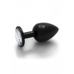 Large Round Gem Metal Butt Plug - Black/Trasparent | Jewel Butt Plugs