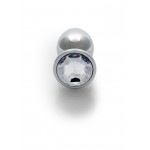 Μεταλλική Πρωκτική Σφήνα με Κυκλικό Κόσμημα Medium Round Gem Metal Butt Plug - Ασημί/Διάφανο | Πρωκτικές Σφήνες με Κόσμημα