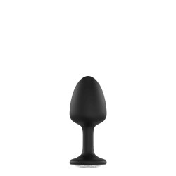 Medium Geisha Silicone Jewel Butt Plug with Internall Ball - Black | Jewel Butt Plugs