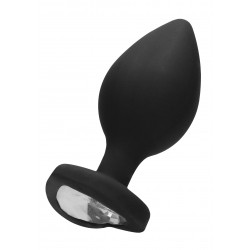 Extra Large DIamond Heart Silicone Butt Plug - Black | Jewel Butt Plugs