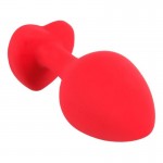 Πρωκτική Σφήνα Σιλικόνης με Κόσμημα Καρδιά Large Silicone Heart Jewel Butt Plug - Κόκκινο/Ασημί | Πρωκτικές Σφήνες με Κόσμημα