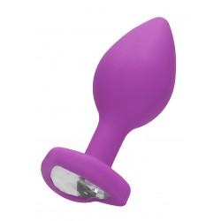 Regular Diamond Heart Silicone Butt Plug - Purple
