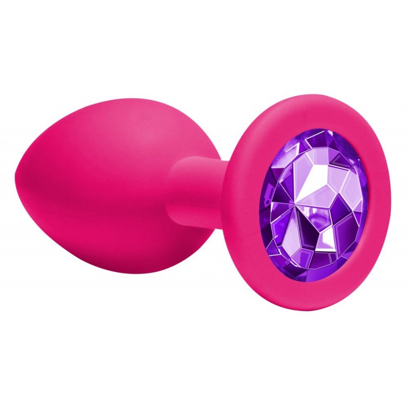 Πρωκτική Σφήνα Σιλικόνης με Κυκλικό Κόσμημα Emotions Cutie Medium Silicone Jewel Butt Plug - Ροζ/Μωβ | Πρωκτικές Σφήνες με Κόσμημα