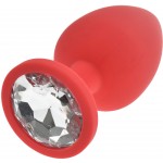Large Silicone Round Jewel Butt Plug - Red/Transparent | Jewel Butt Plugs