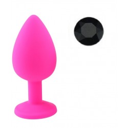 Large Silicone Round Jewel Butt Plug - Pink/Blαck | Jewel Butt Plugs