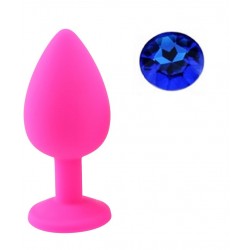 Large Silicone Round Jewel Butt Plug - Pink/Blue | Jewel Butt Plugs