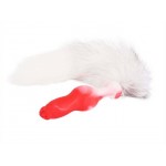 Πρωκτική Σφήνα Πέος Σκύλου με Ουρά Dog Dick Butt Plug with Tail Medium - Κόκκινη/Λευκή | Πρωκτικές Σφήνες με Ουρά