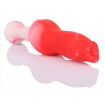 Dog Dick Butt Plug with Tail Medium - Red/White | Tail Butt Plugs