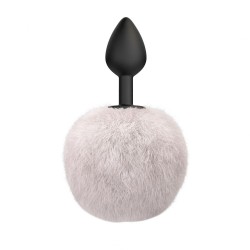 Emotions Fluffy Tail Silicone Butt Plug - Black/White | Tail Butt Plugs